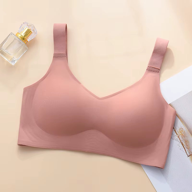 Jelly Support Seamless Bra for Big Breasts, Slim Fit, Push-Up Anti-Sagging, Wire-Free Underwear, Sports Bra, Breathable