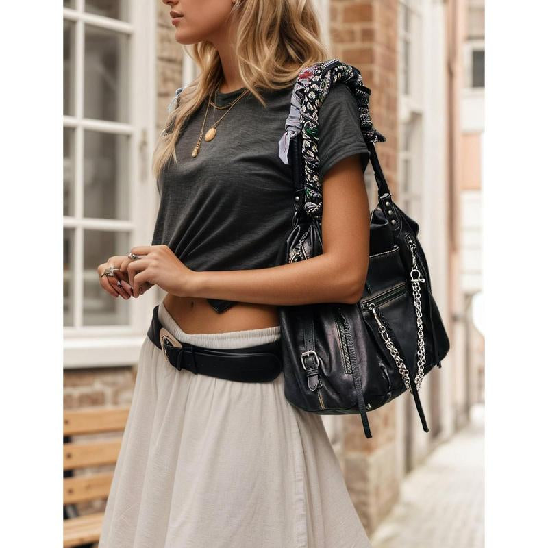 Stylish Women's Vegan Leather Tote Bag with Zipper - Large Capacity & Adjustable Strap