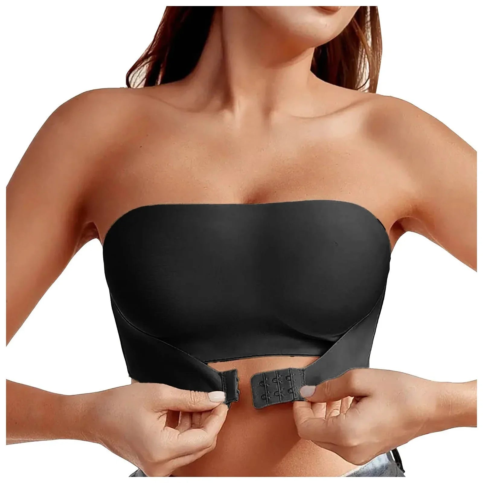 Elevate Your Comfort with Our Women's Strapless Seamless Bra – Front Button Design, No Padding, and Non-Slip Silicone for Everyday Wear