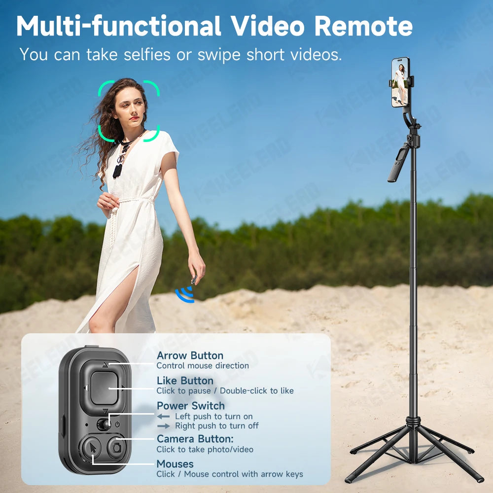 Elevate Your Selfies with the C17 AI Face Tracking Tripod - 360° Auto-Rotation, Remote Control & Versatile Quadrapod Design