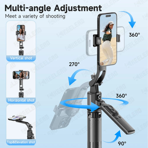 Elevate Your Selfies with the C17 AI Face Tracking Tripod - 360° Auto-Rotation, Remote Control & Versatile Quadrapod Design