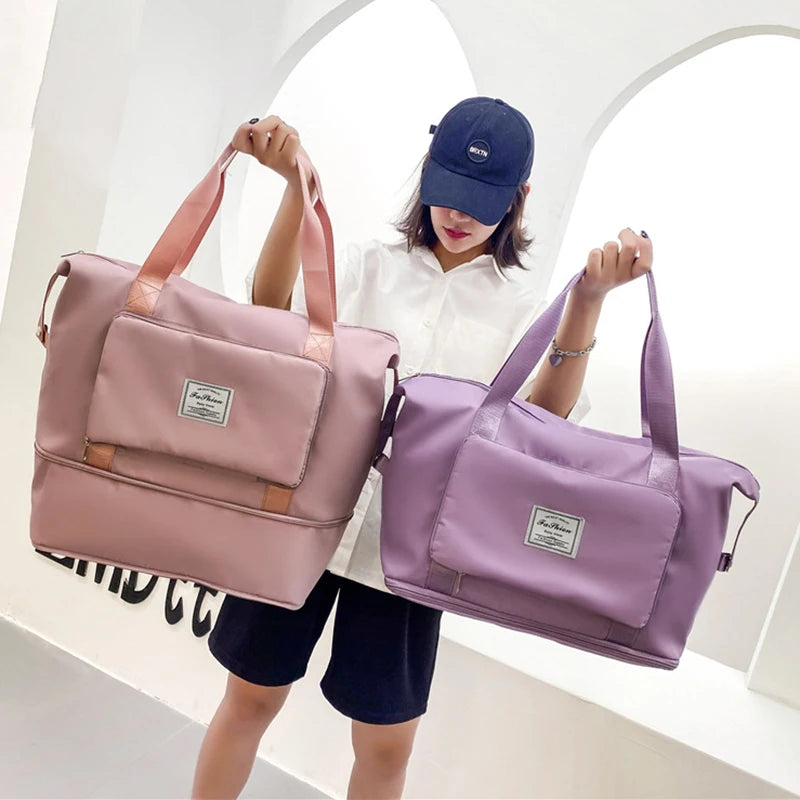 Versatile Foldable Travel Bag - Large Capacity Waterproof Gym Tote with Double Layer Zipper