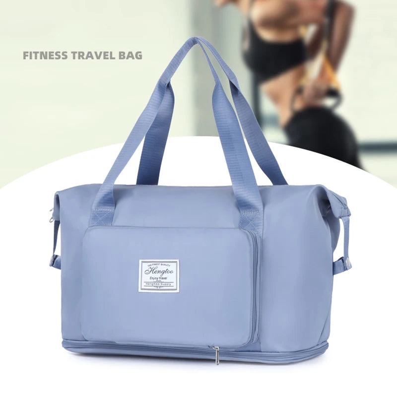 Versatile Foldable Travel Bag - Large Capacity Waterproof Gym Tote with Double Layer Zipper