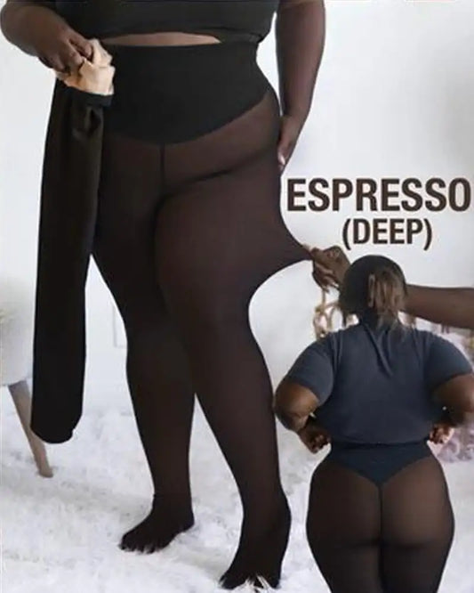 Elevate Your Style with Plus Size Ultra-Thick Fleece Leggings - High Waist Compression for a Flattering Fit