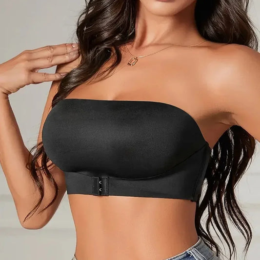 Elevate Your Comfort with Our Women's Strapless Seamless Bra – Front Button Design, No Padding, and Non-Slip Silicone for Everyday Wear