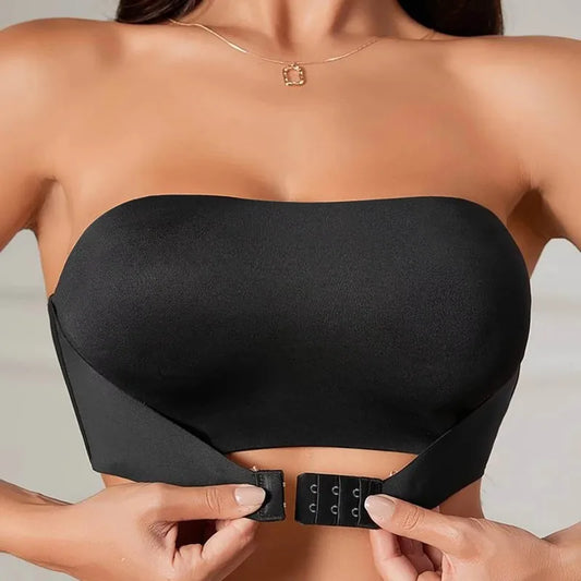 Elevate Your Comfort with Our Women's Strapless Seamless Bra – Front Button Design, No Padding, and Non-Slip Silicone for Everyday Wear