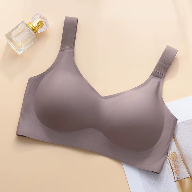 Jelly Support Seamless Bra for Big Breasts, Slim Fit, Push-Up Anti-Sagging, Wire-Free Underwear, Sports Bra, Breathable
