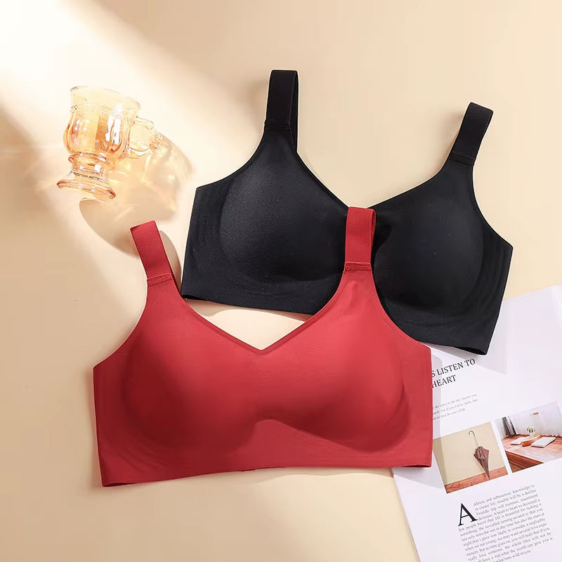 Jelly Support Seamless Bra for Big Breasts, Slim Fit, Push-Up Anti-Sagging, Wire-Free Underwear, Sports Bra, Breathable